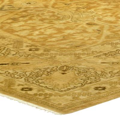 Antique Persian Tabriz Botanic Gold Yellow Handwoven Wool Rug