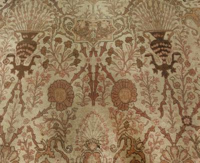 Antique Persian Tabriz Botanic Gray Handmade Wool Rug