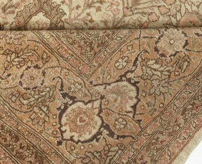 Antique Persian Tabriz Botanic Gray Handmade Wool Rug