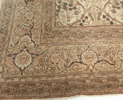 Antique Persian Tabriz Botanic Gray Handmade Wool Rug
