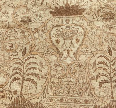 Antique Persian Tabriz Botanic Handmade Wool Carpet
