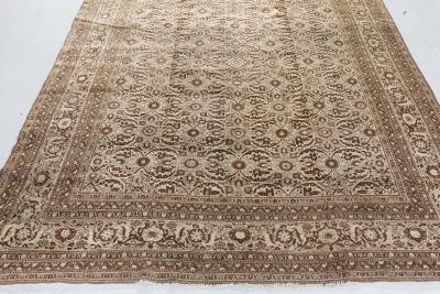Antique Persian Tabriz Botanic Handmade Wool Carpet
