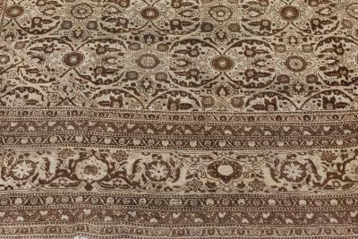 Antique Persian Tabriz Botanic Handmade Wool Carpet
