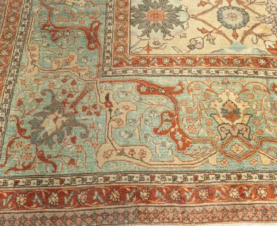 Antique Persian Tabriz Botanic Handmade Wool Rug