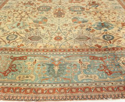 Antique Persian Tabriz Botanic Handmade Wool Rug