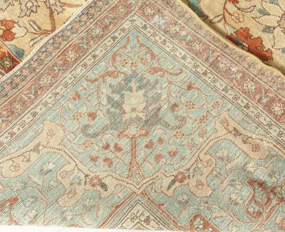 Antique Persian Tabriz Botanic Handmade Wool Rug