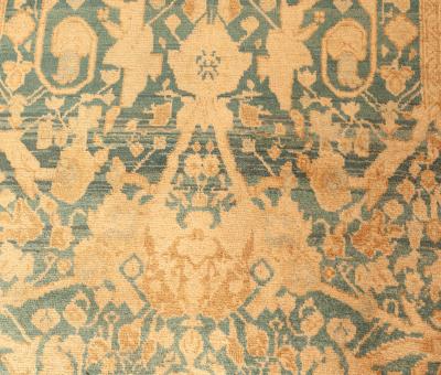 Antique Persian Tabriz Botanic Handmade Wool Rug