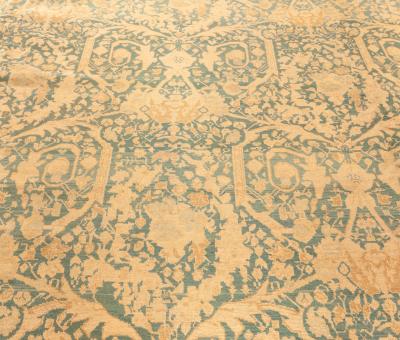 Antique Persian Tabriz Botanic Handmade Wool Rug