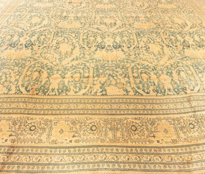 Antique Persian Tabriz Botanic Handmade Wool Rug