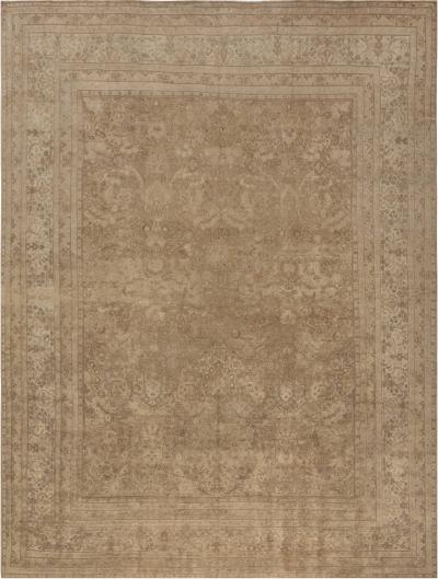 Antique Persian Tabriz Botanic Handmade Wool Rug