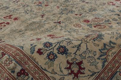 Antique Persian Tabriz Botanic Handmade Wool Rug