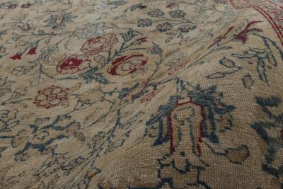 Antique Persian Tabriz Botanic Handmade Wool Rug