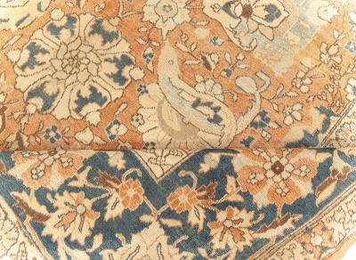 Antique Persian Tabriz Botanic Handmade Wool Rug