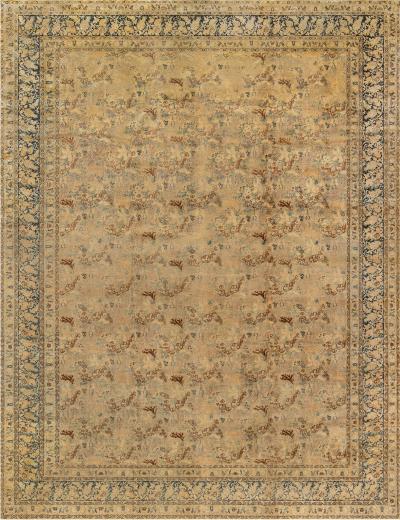 Antique Persian Tabriz Botanic Handmade Wool Rug