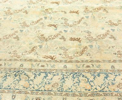 Antique Persian Tabriz Botanic Handmade Wool Rug