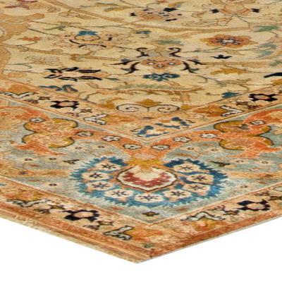 Antique Persian Tabriz Botanic Handwoven Wool Rug