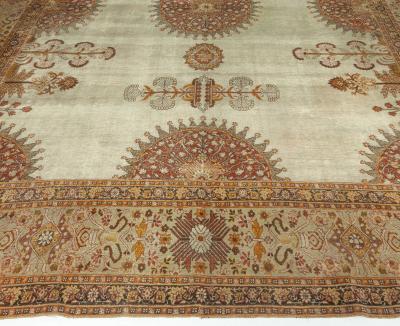 Antique Persian Tabriz Brick Beige Red Pale Orange and Chocolate Brown Rug