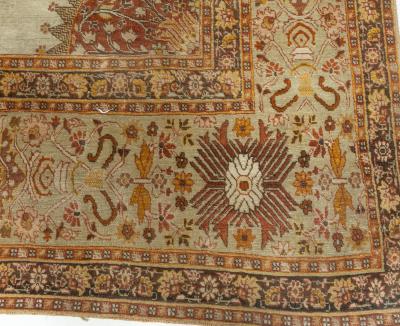 Antique Persian Tabriz Brick Beige Red Pale Orange and Chocolate Brown Rug