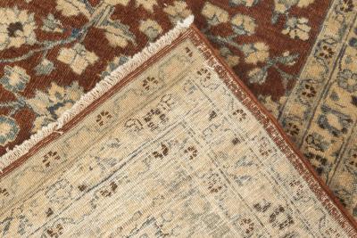 Antique Persian Tabriz Brown Blue Handmade Wool Rug