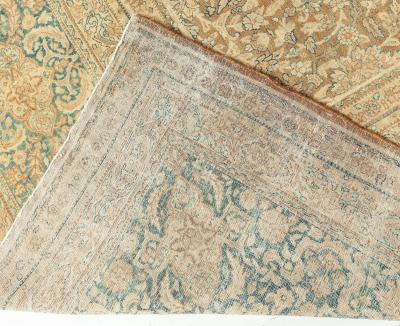 Antique Persian Tabriz Brown Handmade Wool Rug