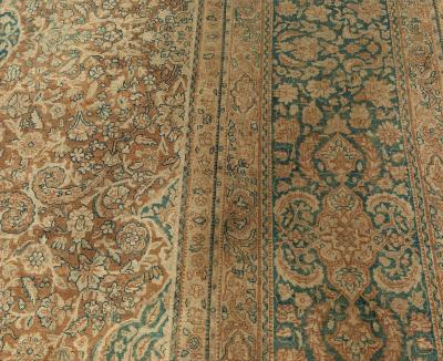 Antique Persian Tabriz Brown Handmade Wool Rug