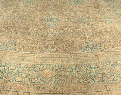 Antique Persian Tabriz Brown Handmade Wool Rug