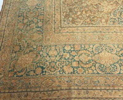 Antique Persian Tabriz Brown Handmade Wool Rug