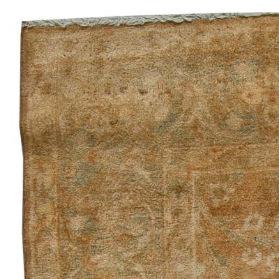 Antique Persian Tabriz Brown Light blue and Green Handwoven Wool Carpet