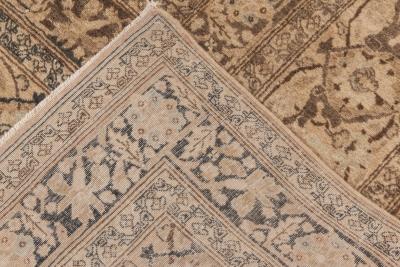 Antique Persian Tabriz Camel and Brown Handwoven Wool Carpet