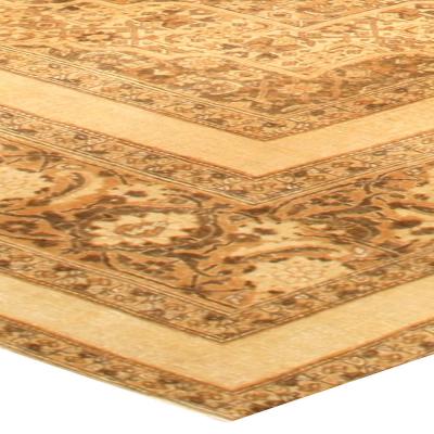 Antique Persian Tabriz Cream Background Handmade Wool Rug