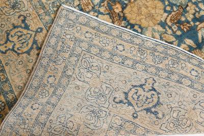 Antique Persian Tabriz Floral Design Blue Handmade Wool Rug