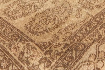 Antique Persian Tabriz Golden Beige Brown Handwoven Wool Rug