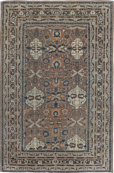 Antique Persian Tabriz Handmade Wool Carpet Size Adjusted 