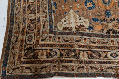 Antique Persian Tabriz Handmade Wool Carpet Size Adjusted 