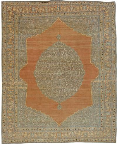 Antique Persian Tabriz Handmade Wool Rug