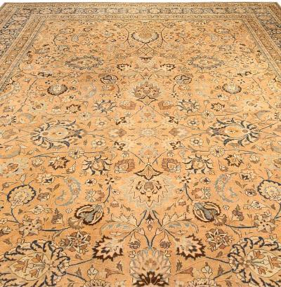 Antique Persian Tabriz Orange Handmade Wool Rug