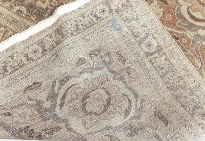 Antique Persian Tabriz Pink Handmade Wool Carpet
