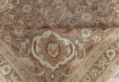 Antique Persian Tabriz Pink Handmade Wool Carpet