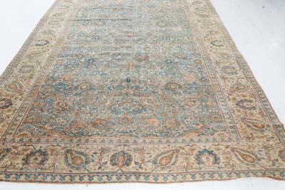 Antique Persian Tabriz Rug in Blue and Brown