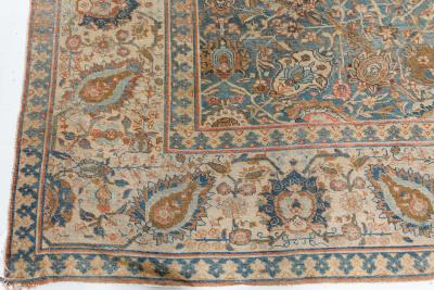 Antique Persian Tabriz Rug in Blue and Brown