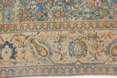 Antique Persian Tabriz Rug in Blue and Brown