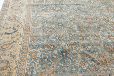 Antique Persian Tabriz Rug in Blue and Brown