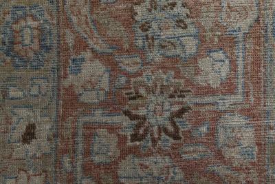 Antique Persian Tabriz Rust Beige and Gray Blue Handwoven Wool Carpet