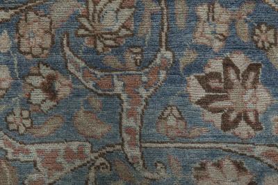 Antique Persian Tabriz Rust Beige and Gray Blue Handwoven Wool Carpet