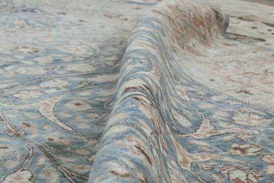 Antique Persian Tabriz Rust Beige and Gray Blue Handwoven Wool Carpet
