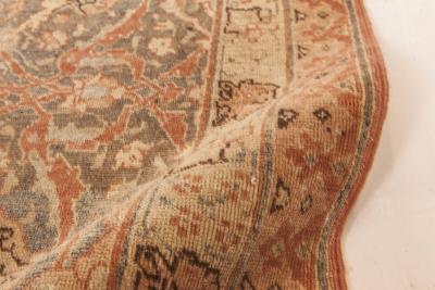 Antique Persian Tabriz Taupe Camel and Red Handmade Wool Rug