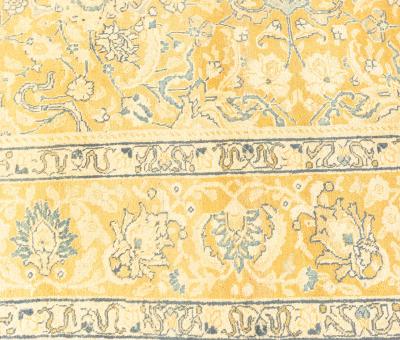 Antique Persian Tabriz Yellow Blue Handmade Wool Rug
