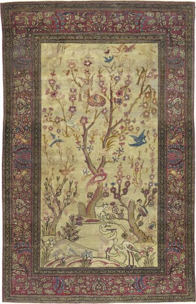 Antique Persian Tehran Rug 4 6 x 7 0 