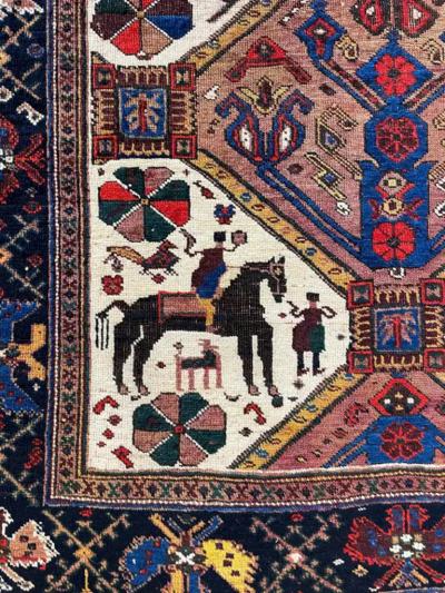 Antique Persian Tribal Afshar Pictorial Rug C 1880s