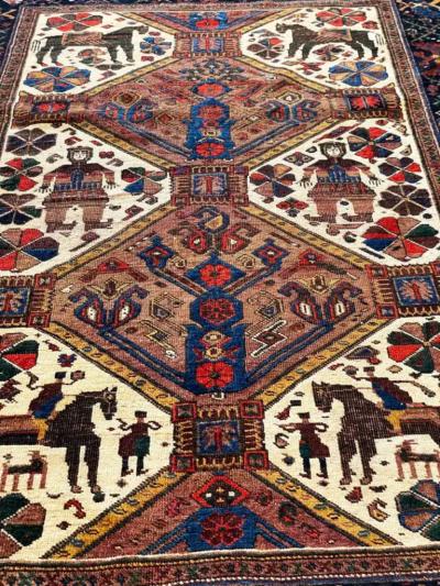 Antique Persian Tribal Afshar Pictorial Rug C 1880s